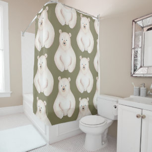 Polar Bear Kids Illustration Winter Shower Curtain