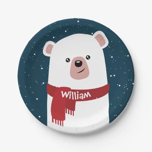 Polar Bear l Christmas l Holiday Personalized Paper Plates