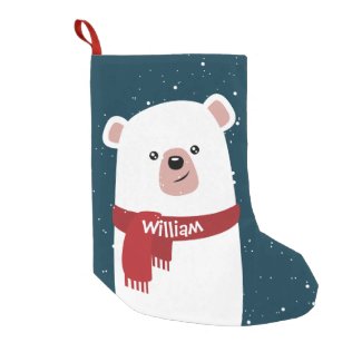 Polar Bear l Holiday & New Year's l Customizable Small Christmas Stocking