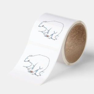 Polar Bear large square stickers roll