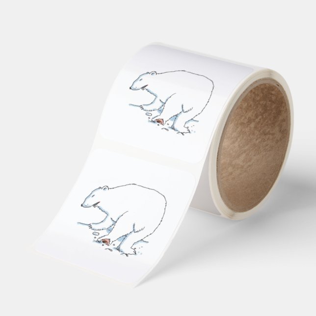 Polar Bear large square stickers roll (Roll)