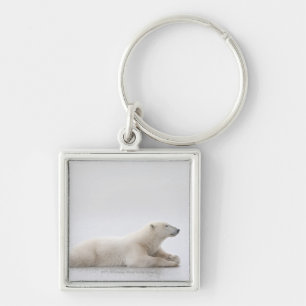 Polar Bear Laying On A Lake Of Ice Keychain