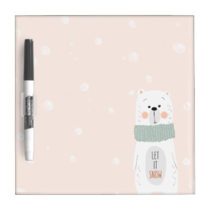 Polar bear - Let it snow - Cute Winter / Christmas Dry Erase Board