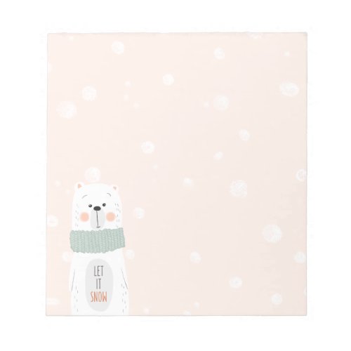 Polar bear _ Let it snow _ Cute Winter  Christmas Notepad