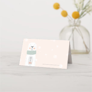 Polar bear - Let it snow - Cute Winter / Christmas Place Card