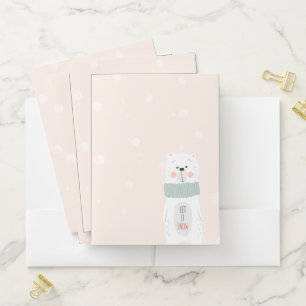 Polar Bear - Let it Snow - Cute Winter / Christmas Pocket Folder