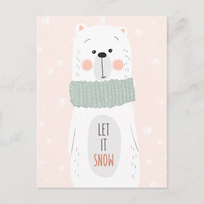 Polar bear - Let it snow - Fun Christmas Postcard