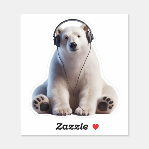 Polar Bear listening to music Sticker