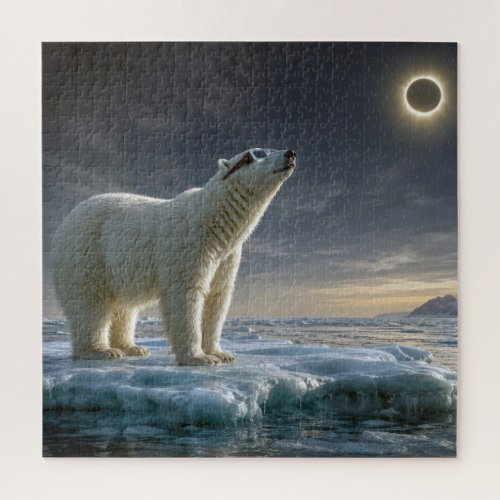 Polar Bear Looking at Total Solar Eclipse Jigsaw Puzzle