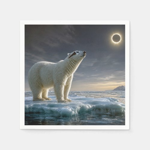 Polar Bear Looking at Total Solar Eclipse  Napkins
