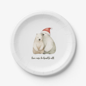 Polar Bear Love Christmas Paper Plates