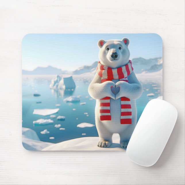 Polar Bear Love Mouse Pad (With Mouse)