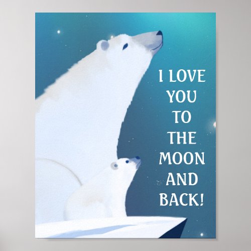  Polar Bear Love Northern Light Winter Poster