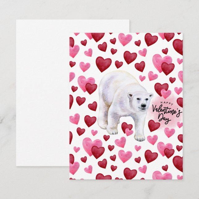 Polar Bear Love Valentine’s Day Card in White (Front/Back)