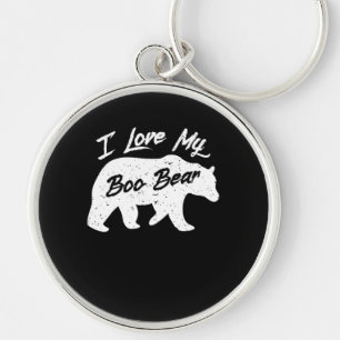 Polar Bear Lover I Love Mom My Boo Bear Keychain