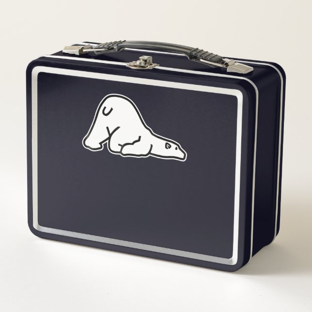 Polar Bear Lover | Lazy Polar Bear Nope Day Metal Lunch Box (Front)