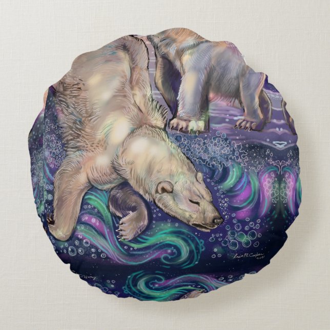 Polar Bear Magic Round Pillow (Back)
