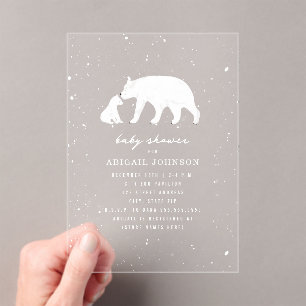 Polar Bear Mama & Baby Shower Winter Neutral Acrylic Invitations