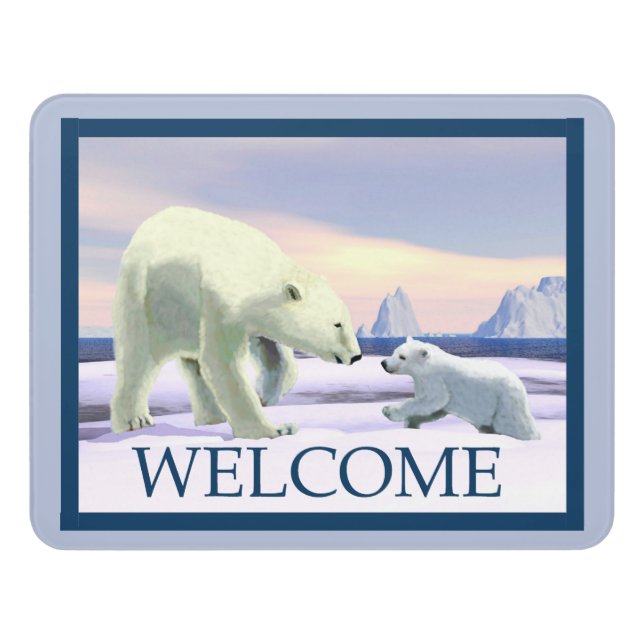 Polar Bear - Mama Nose Best - Welcome Door Sign (Contemporary Front)