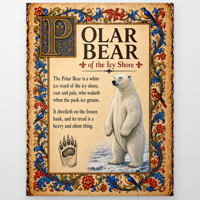 Polar Bear, Medieval Bestiary Art Postcard | Zazzle