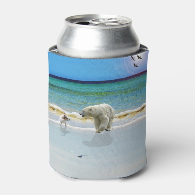 Polar Bear Meets Jack Russell, Can Cooler (Can Front)