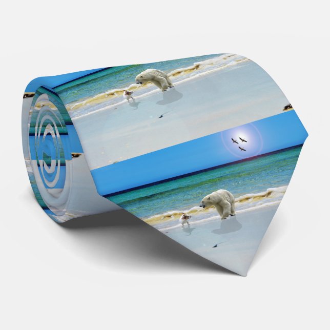 Polar Bear Meets Jack Russell, Neck Tie (Rolled)