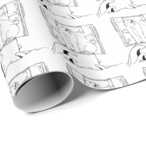 Polar bear melting ice wrapping paper