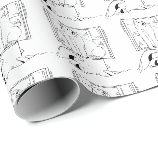 Polar bear melting ice wrapping paper (Roll Corner)