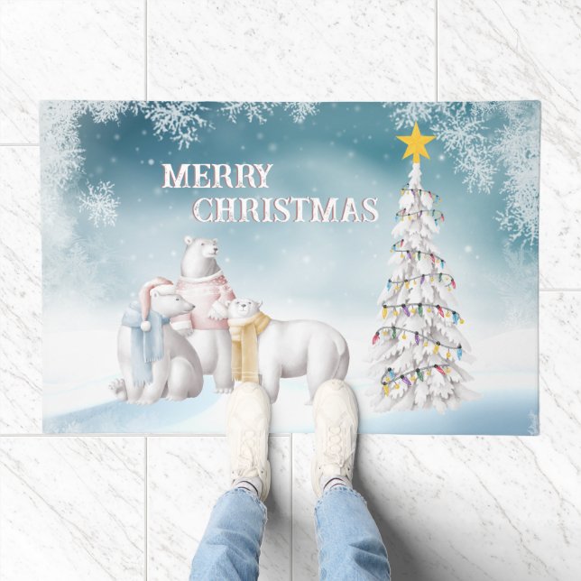 Polar Bear Merry Christmas Doormat (Indoor)