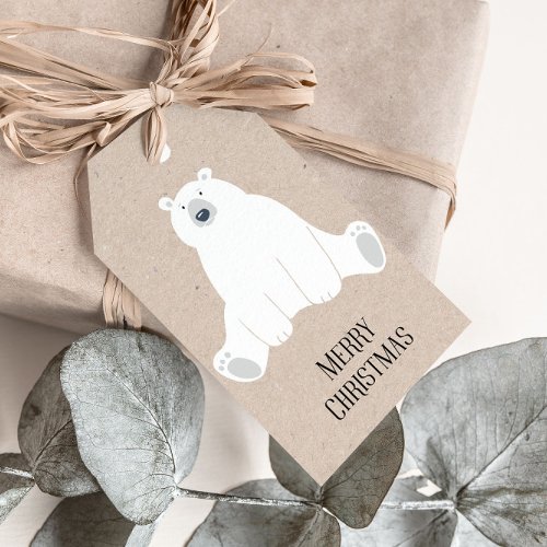 Polar Bear Merry Christmas Kraft Gift Tag