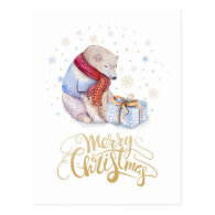 Polar Bear Merry Christmas Postcard