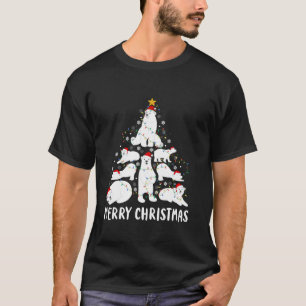 Polar Bear Merry Christmas Tree Santa Hat Lights S T-Shirt