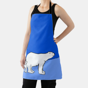 Polar Bear Mom and Cub Painting - Wildlife Art Apron