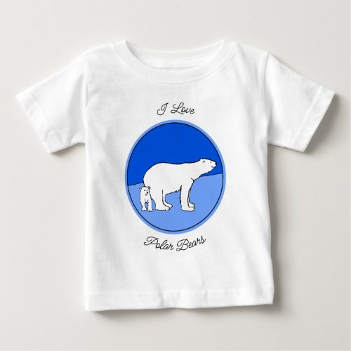 Polar Bear Mom and Cub Painting _ Wildlife Art Baby T_Shirt