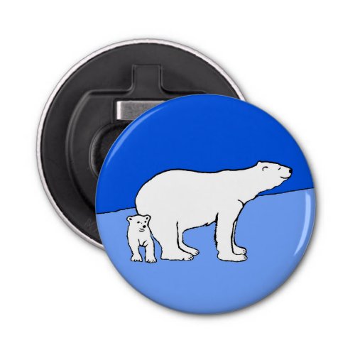 Polar Bear Mom and Cub Painting _ Wildlife Art Bottle Opener