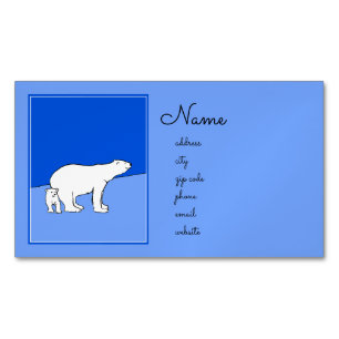 Polar Bear Mom and Cub Painting - Wildlife Art Business Card Magnet