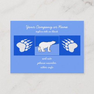 Polar Bear Mom and Cub Painting - Wildlife Art Calling Card
