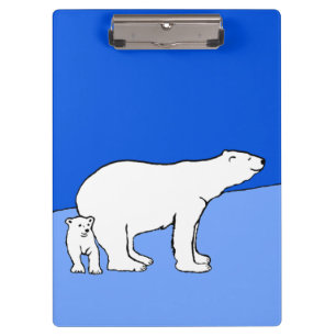 Polar Bear Mom and Cub Painting - Wildlife Art Clipboard