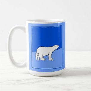Polar Bear Mom and Cub Painting - Wildlife Art Coffee Mug