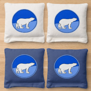 Polar Bear Mom and Cub Painting - Wildlife Art Cornhole Bags