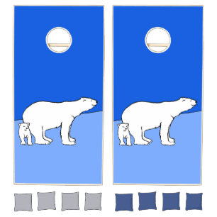 Polar Bear Mom and Cub Painting - Wildlife Art Cornhole Set