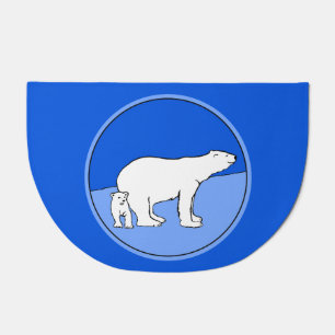 Polar Bear Mom and Cub Painting - Wildlife Art Doormat