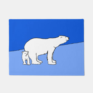 Polar Bear Mom and Cub Painting - Wildlife Art Doormat