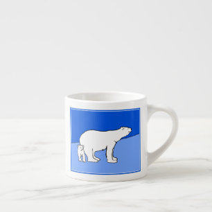 Polar Bear Mom and Cub Painting - Wildlife Art Espresso Cup
