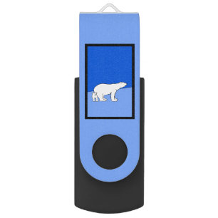 Polar Bear Mom and Cub Painting - Wildlife Art Flash Drive
