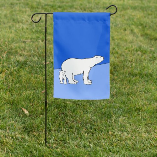 Polar Bear Mom and Cub Painting _ Wildlife Art Garden Flag
