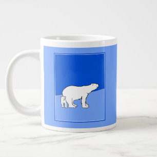 Polar Bear Mom and Cub Painting - Wildlife Art Giant Coffee Mug