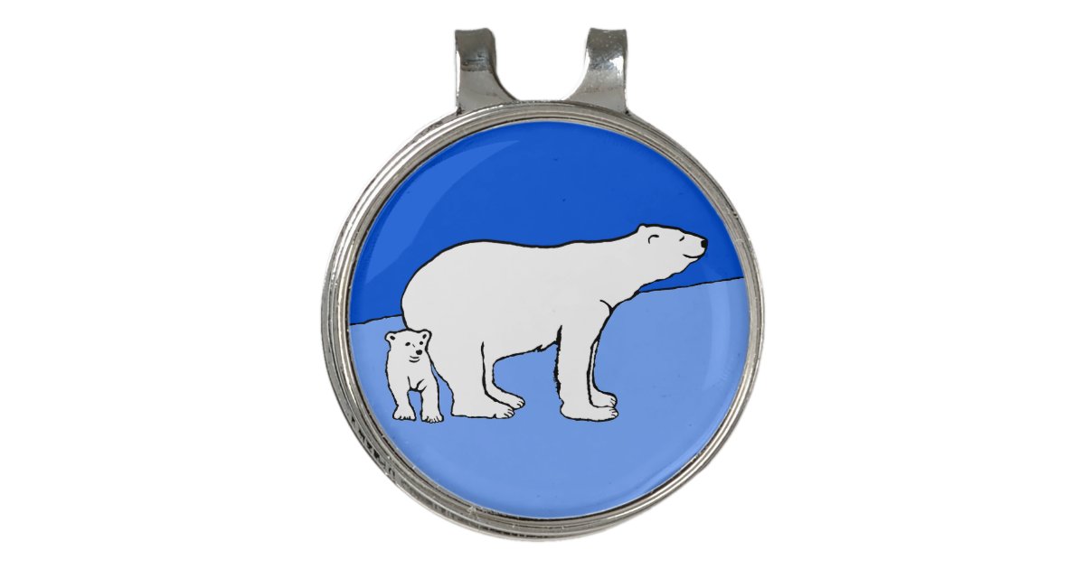 Polar Bear Mom And Cub Painting Wildlife Art Golf Hat Clip Zazzle