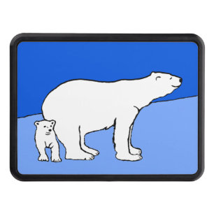 Polar Bear Mom and Cub Painting - Wildlife Art Hitch Cover