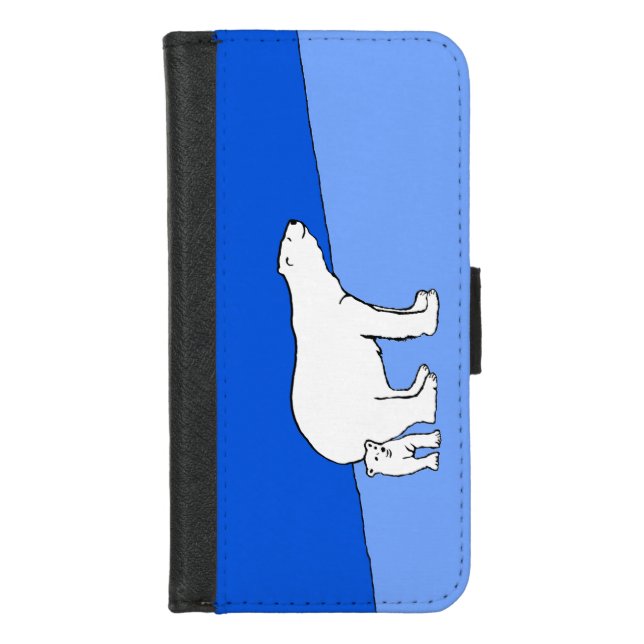 Polar Bear Mom and Cub Painting - Wildlife Art iPhone Wallet Case (Front)